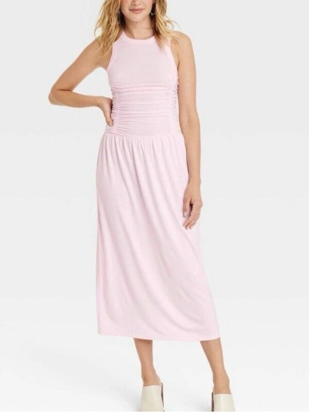 Universal Thread Ruched Maxi Dress in Pink Size XXL Like New